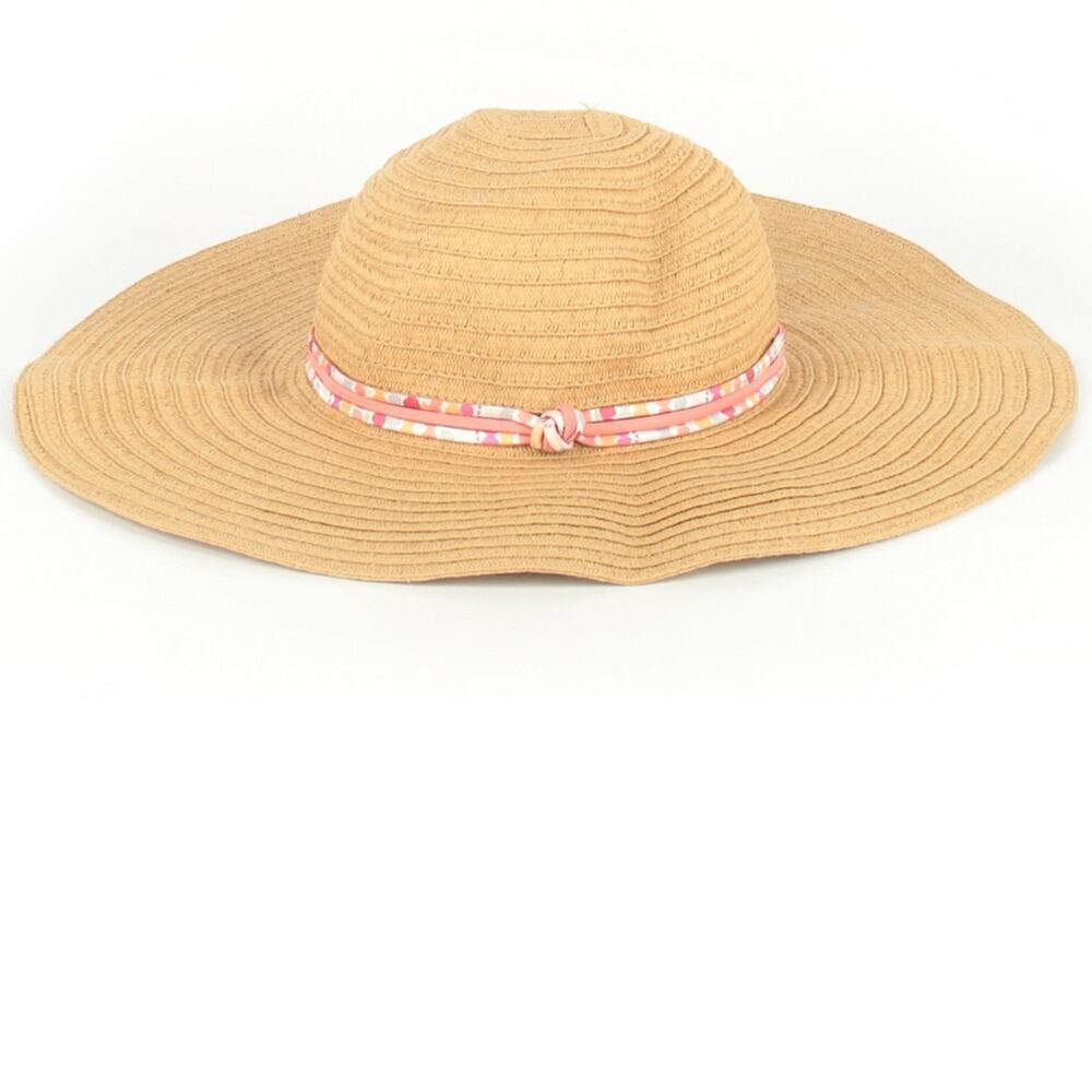 Vera Bradley Floral Trim Floppy Straw Hat Pixie Stripe Tan Pink NEW